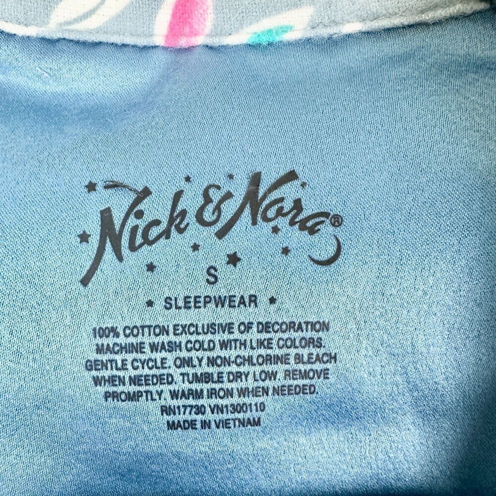 Nick Nora Owl Flannel Pajama Set Size Small Winter Cotton Blue - Picture 6 of 7